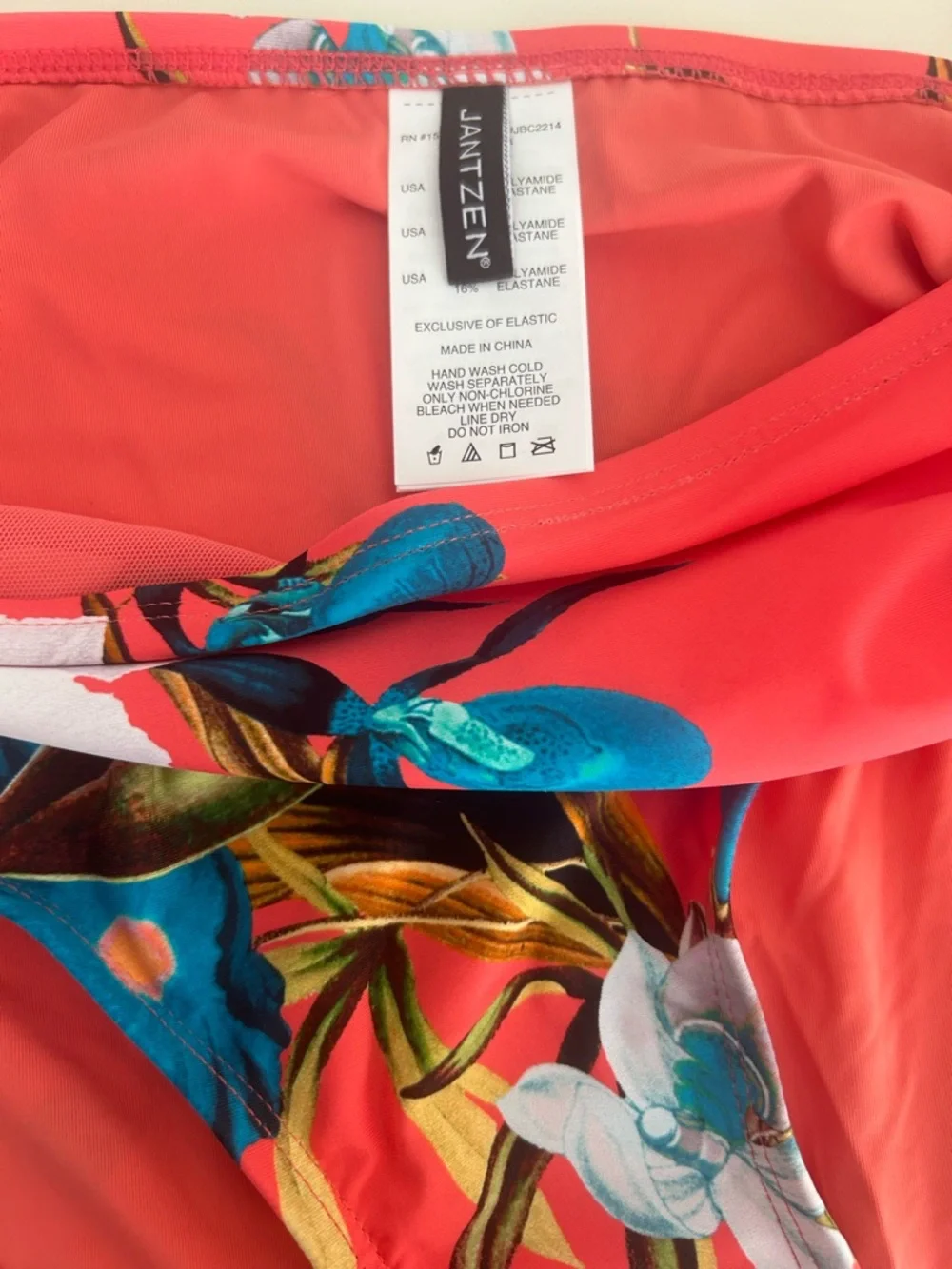 NWT Jantzen Adjustable Strap V-Neck Tankini w/ Comfort Brief Coral Botanical 6